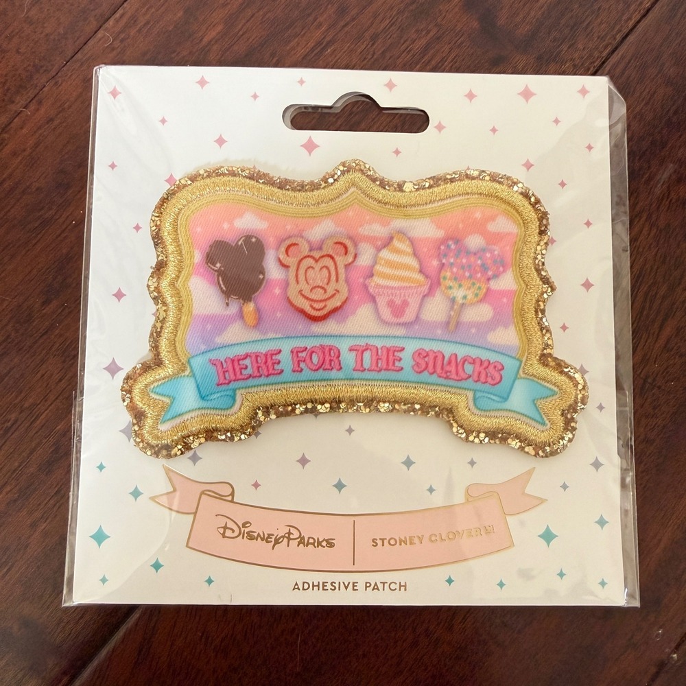 Disney Stoney Clover Lane Here For The Snacks Patch Mickey Treats Gold NEW Parks